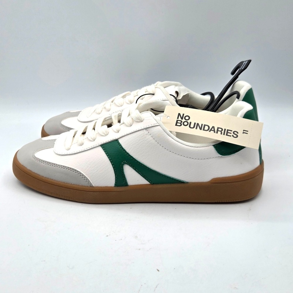 NEW No Boundaries Women's Foldover Lace-Up Sporty Sneakers Green White Size 11
